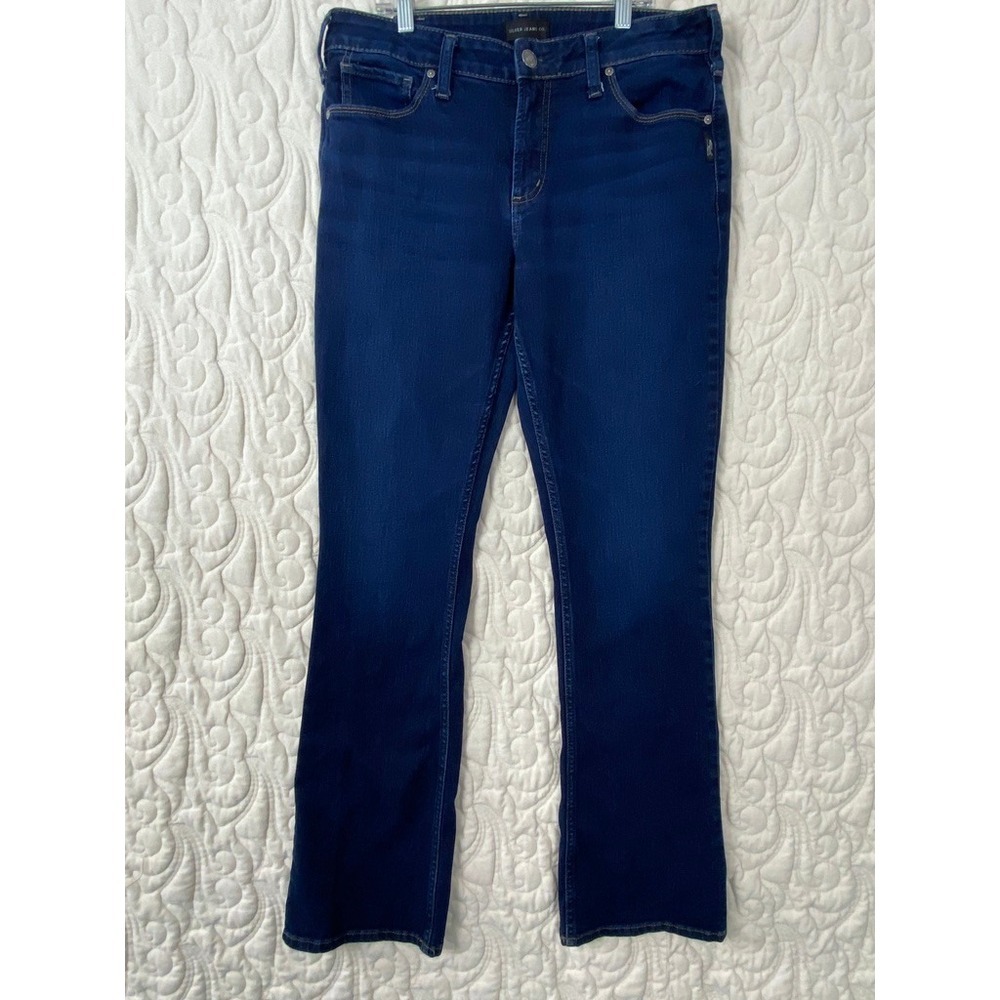 Silver Jeans Avery Slim Boot W32 L33 Blue Womens Mid Rise Dark Wash Bootcut